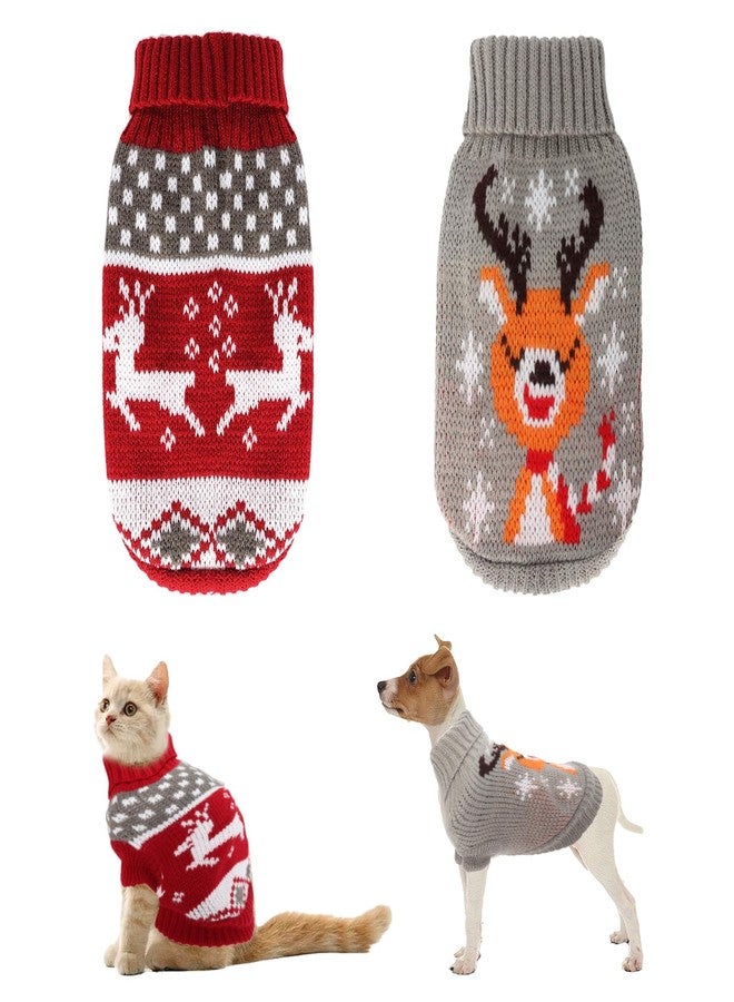Gvhntk Dog Christmas Sweaters Christmas Sweater Cat Pet Xmas Clothes Cat Outfit Holiday Classic Winter Knitwear Warm Reindeer Snowflake Sweater for Kitty Puppy Dogs Cat - Image 1
